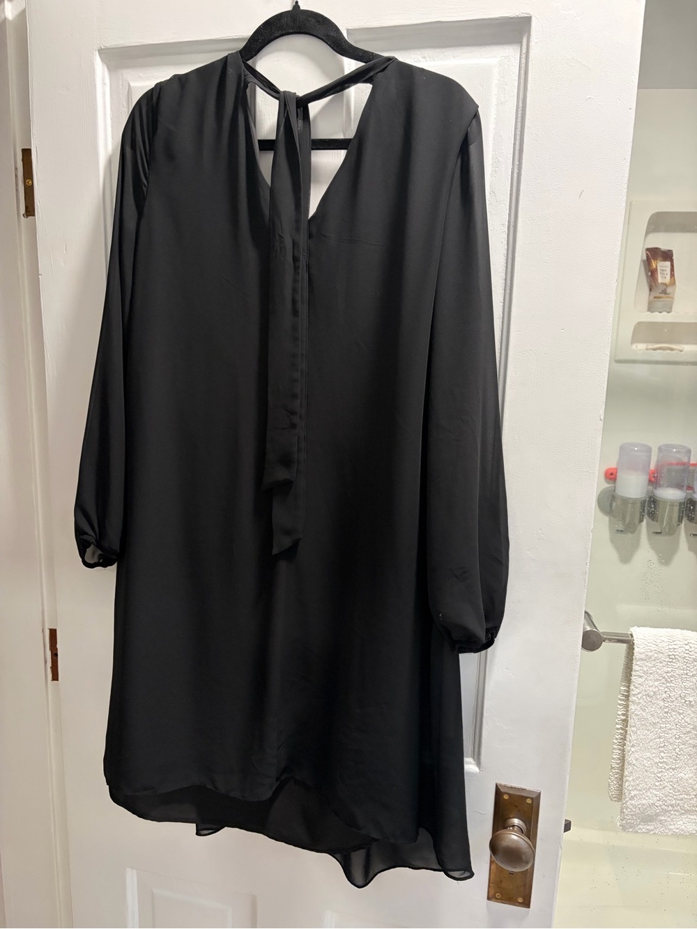 INC International Concepts Dresses Black Bow-Back V-Neck Shift Dress XL flowy!
